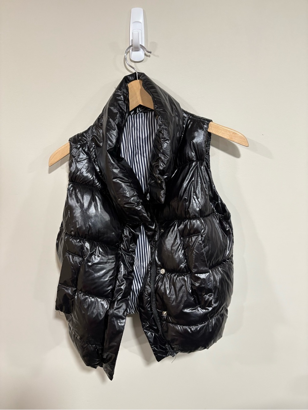 Black Quilted Puffer Vest for Women - Lightweight Shiny Finish